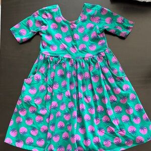 Hanna Andersson Green and Magenta Skater Dress